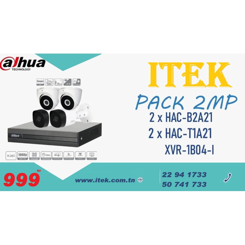 PACK DAHUA 4 CAMERA 2 MP